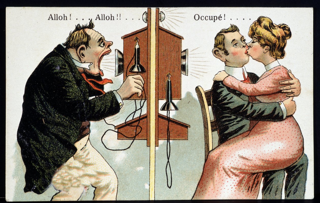 Um postal humorístico ao telefone, Deb. Século XX. de French School