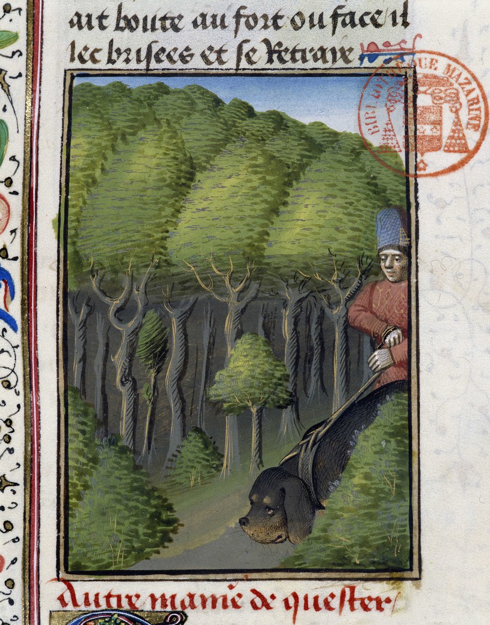 Cão de caça - no "Livro de Caça de Gaston Phoebus, Conde de Foix, Senhor de Béarn". de French School