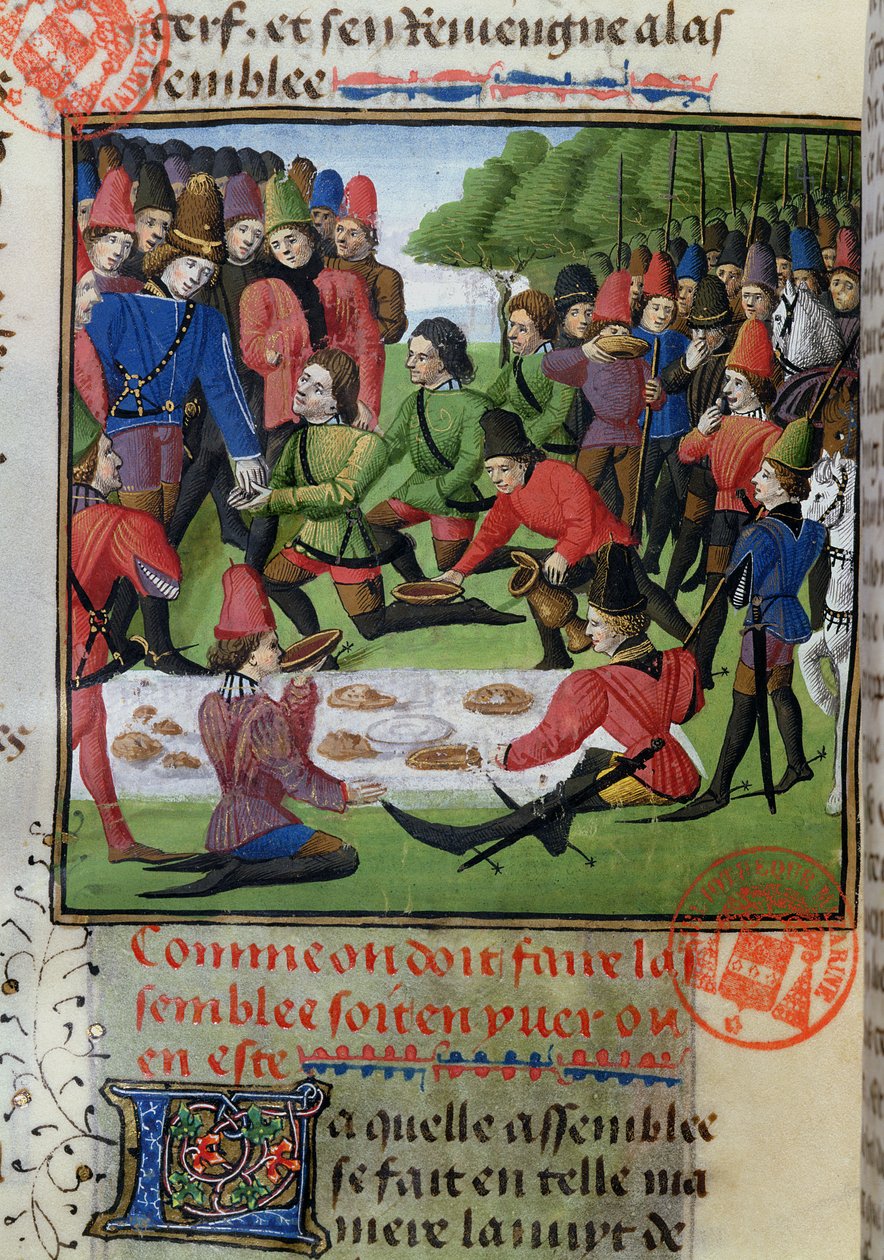 Almoço de caça, do livro de caça de Gaston Phebus de Foix (1331-91) de French School