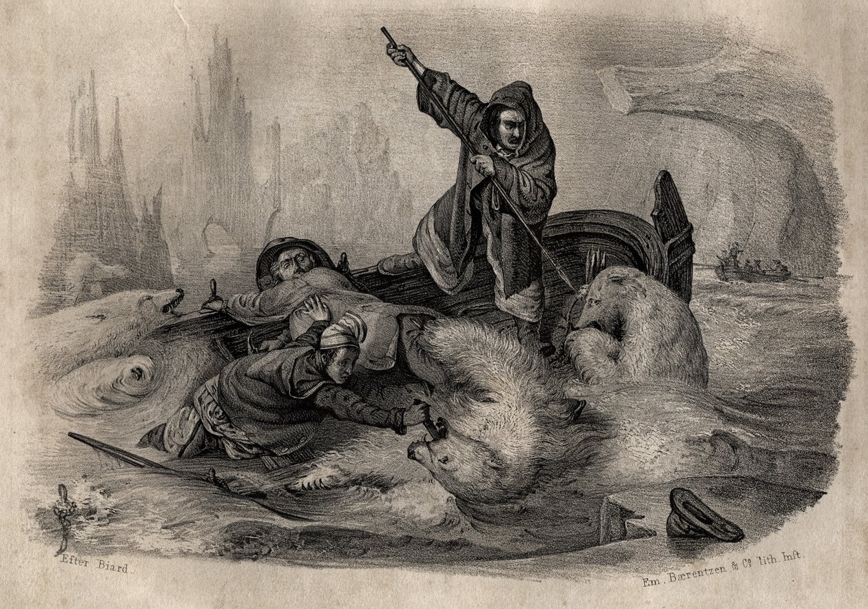 Caçando ursos polares no século XVIII de French School