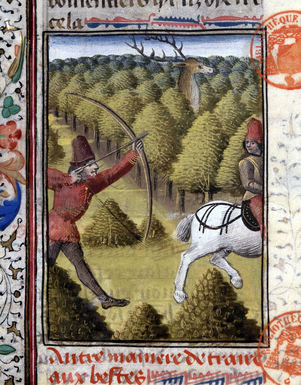 Cena de caça em O Livro de Caça de Gaston Phoebus, Conde de Foix, Senhor de Béarn. Século XIV de French School