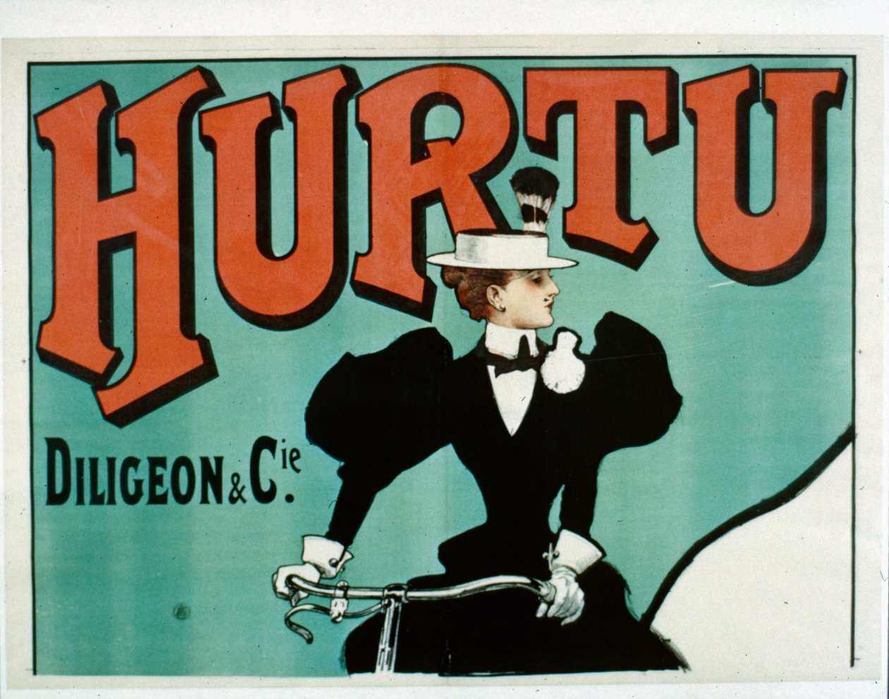 Cartaz da bicicleta de Hurtu, somente metade superior, c.1899 de French School