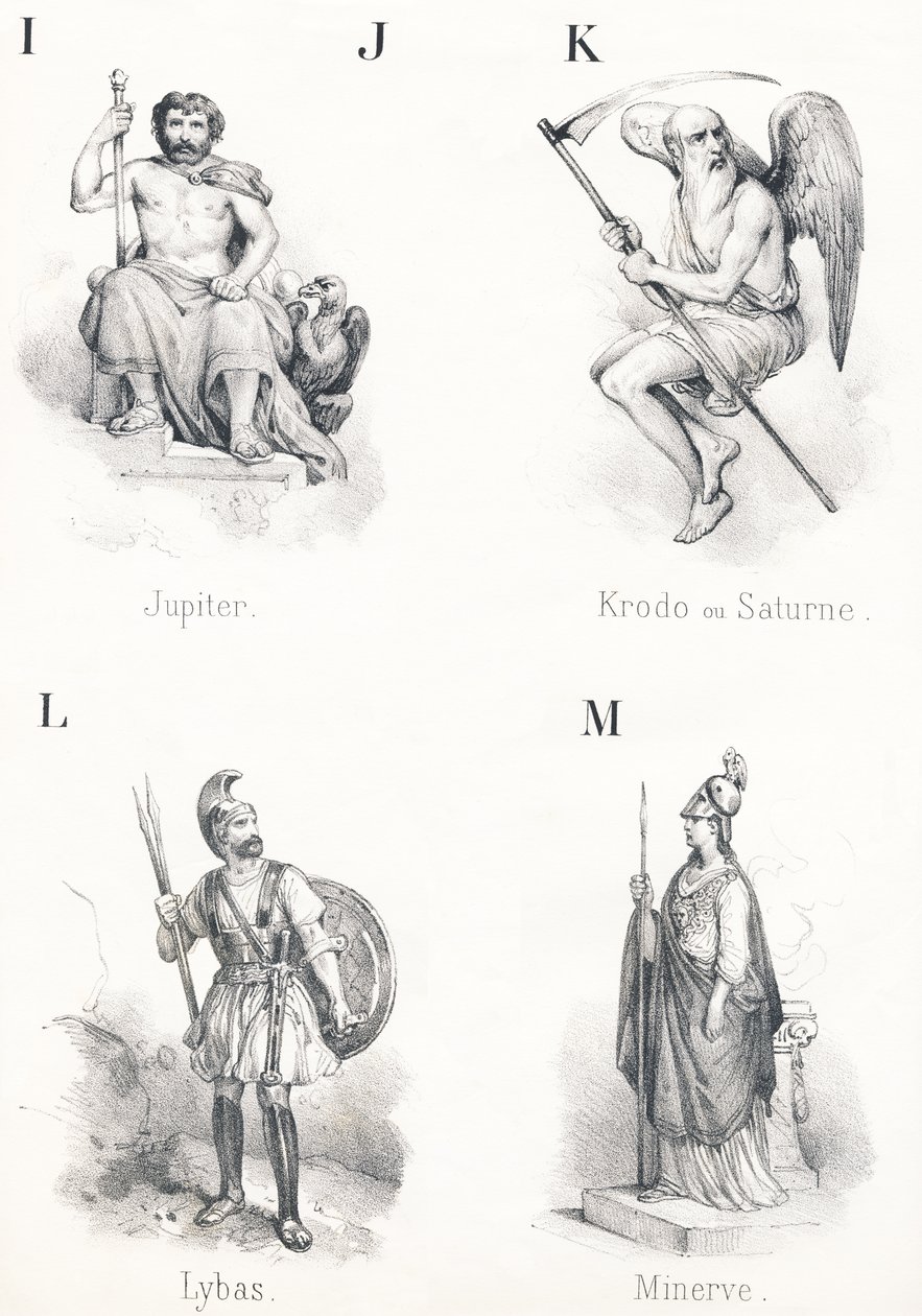 IJ K L M: Júpiter, Krodo, Lybas, Minerva de French School