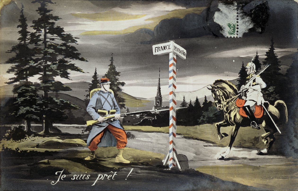 Eu estou pronto, cartão postal Primeira Guerra Mundial, 1914 de French School