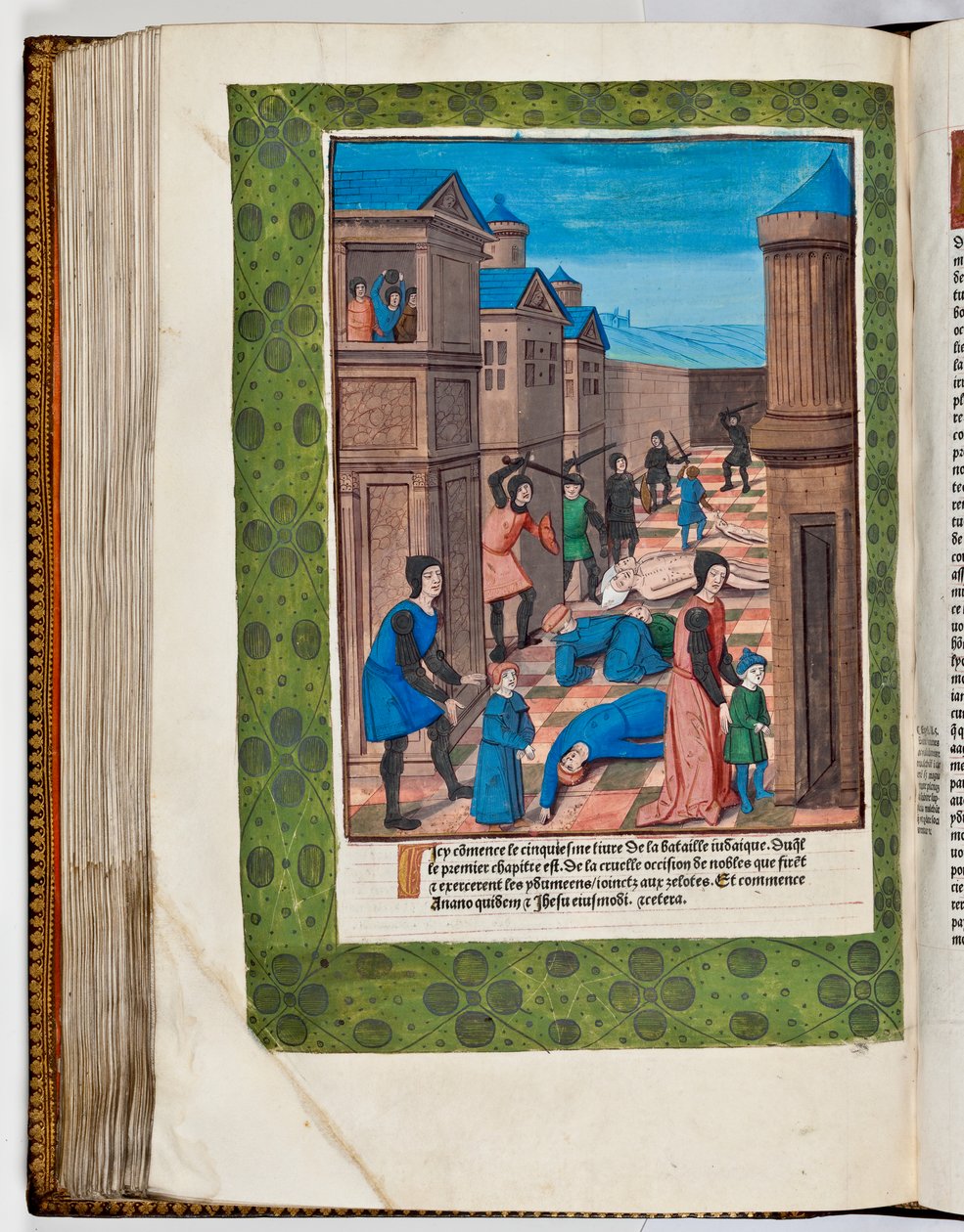 Idumaeanos revoltam-se contra Roma, massacrando os chefes dos sacerdotes Ananus e Jesus, 68 d.C. (impressão colorida à mão) de French School