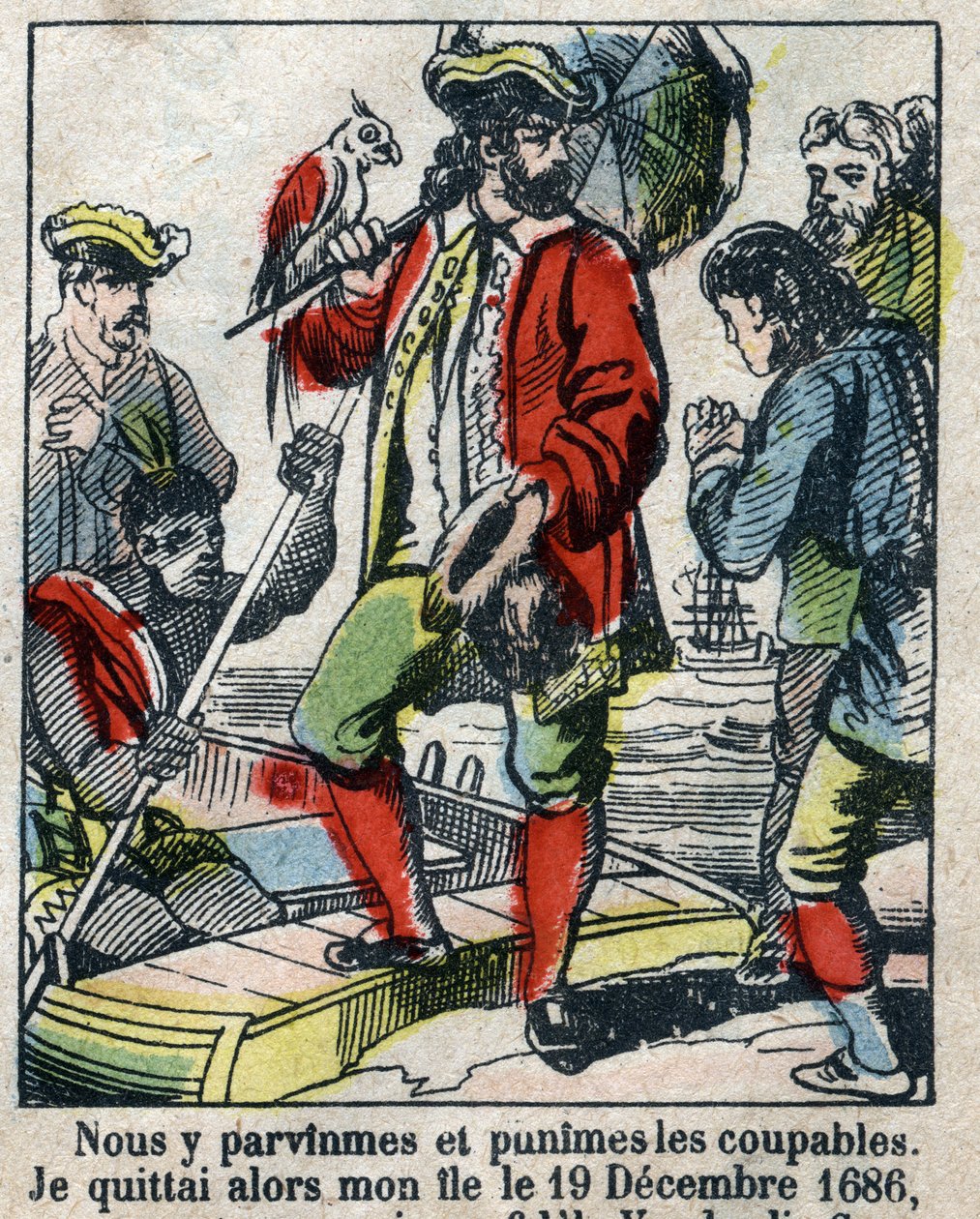 Ilustração para o Livro de Daniel Defoe (De foe) "Robinson Crusoe". Imagens epinais do final do século XIX. de French School