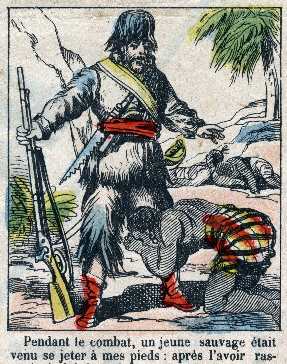 Ilustração para o Livro de Daniel Defoe (De foe) "Robinson Crusoe". Imagens epinais do final do século XIX. de French School