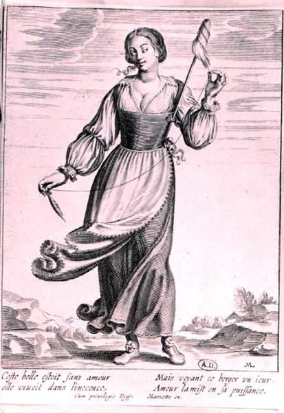 Ilustração representando uma pastora (gravura) (foto a p/b) de French School