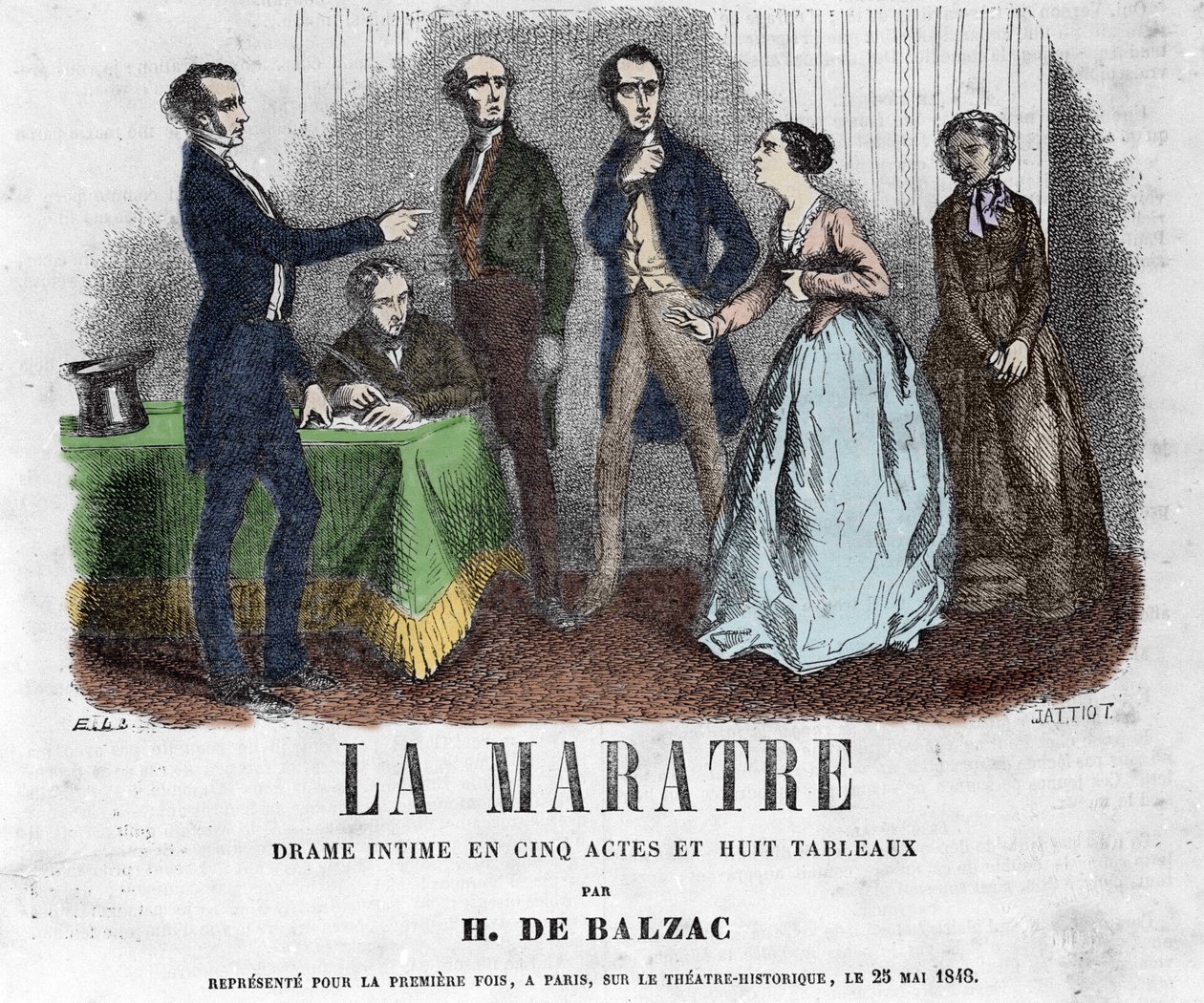 Ilustração para "La Maratre", drama em cinco atos e oito pinturas escritas por Honore de Balzac. de French School