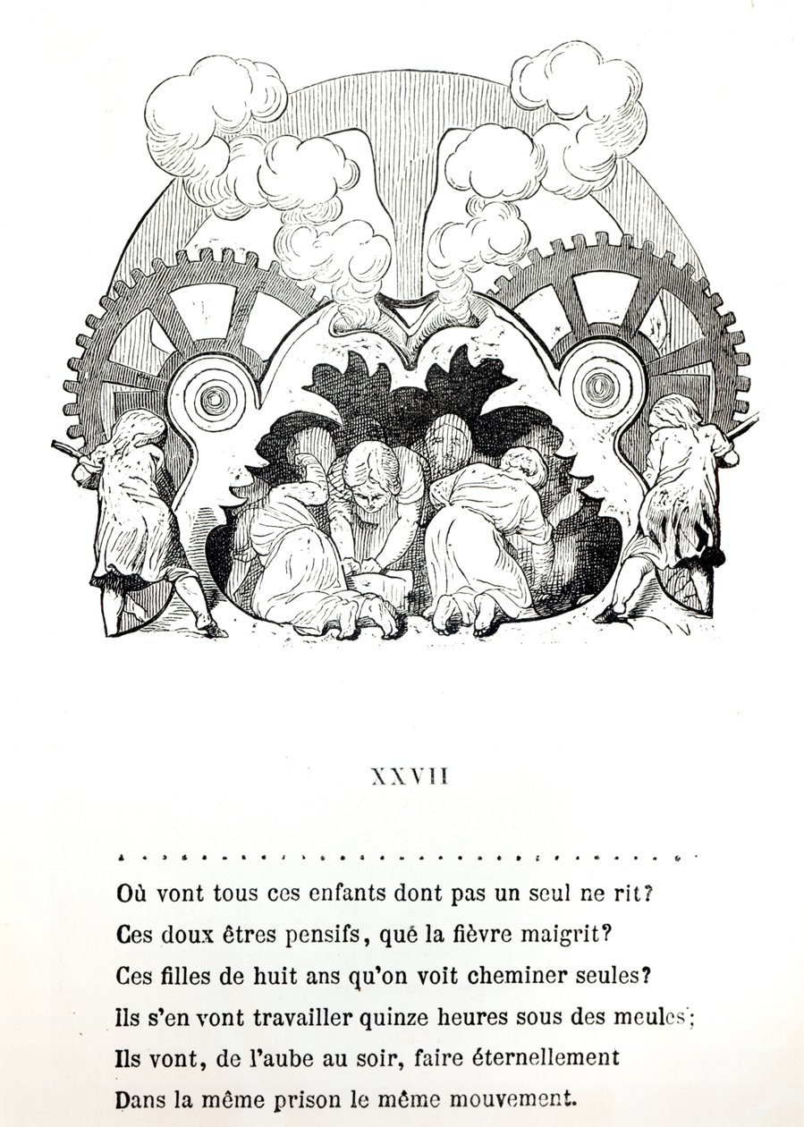 Ilustração para um poema sobre trabalho infantil de Victor Hugo (1802-85) c.1880, publicado pela Hetzel de French School