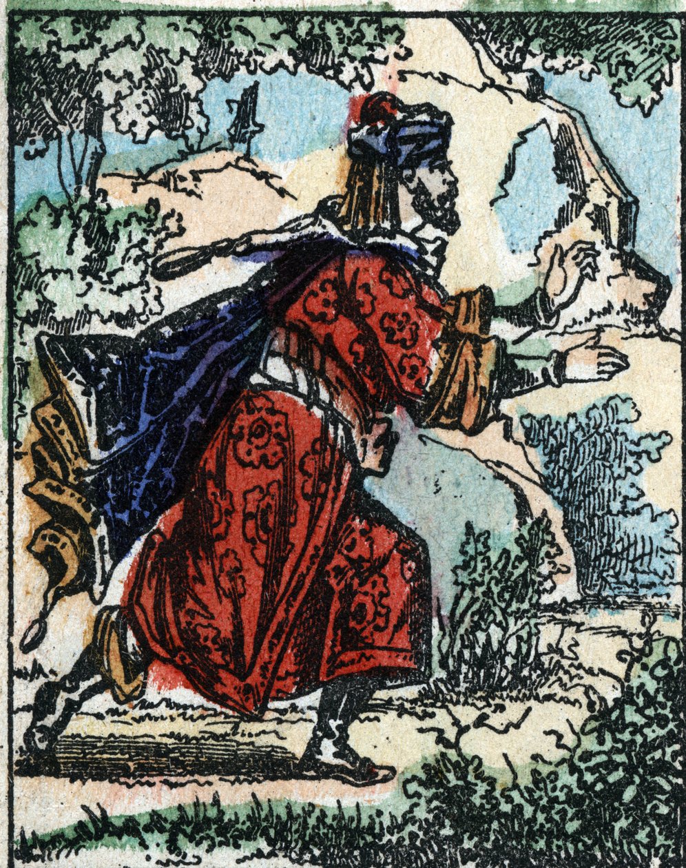 Ilustração para os Contos das Mil e Uma Noites. Ali Babá (Ali Babá). Gravura em madeira de Imaging Pellerin - Epinal, sd. Final do século XIX. de French School