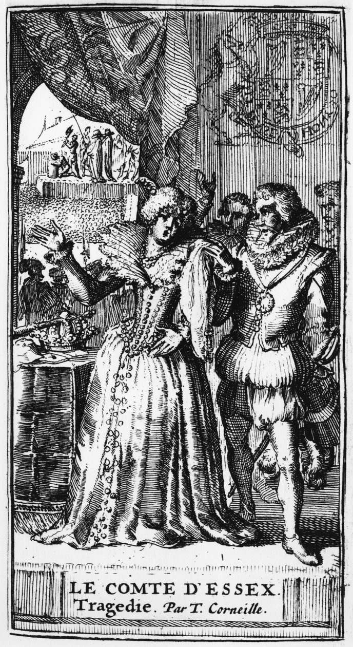 Ilustração de Le Comte dEssex, de Thomas Corneille (1625-1709), publicada em 1680 de French School