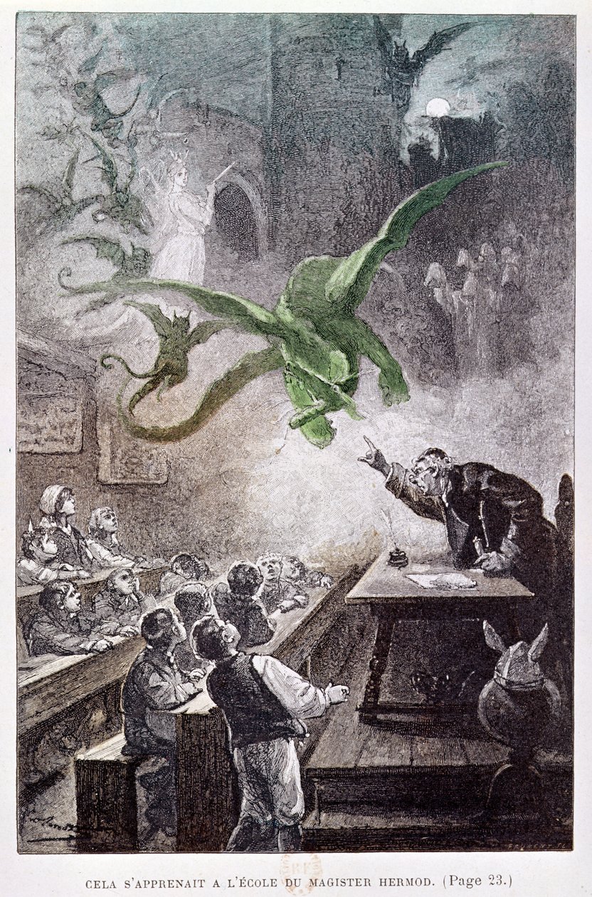 Ilustração do Castelo dos Cárpatos por Jules Verne (1828-1905) 1892 de French School