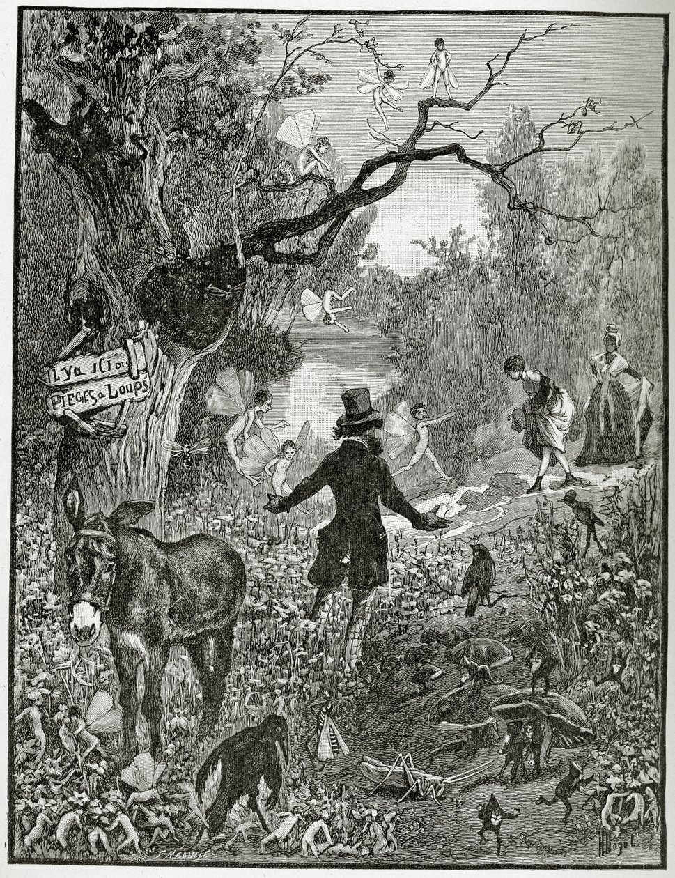 Ilustração, de, teatro, em, liberté, 19º século, (bw, engraving) de French School