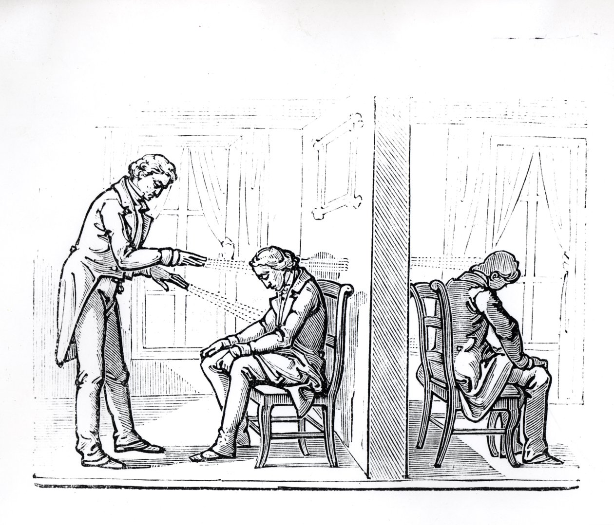 Ilustração do trabalho de du Potets sobre magnetismo animal, 1863 de French School