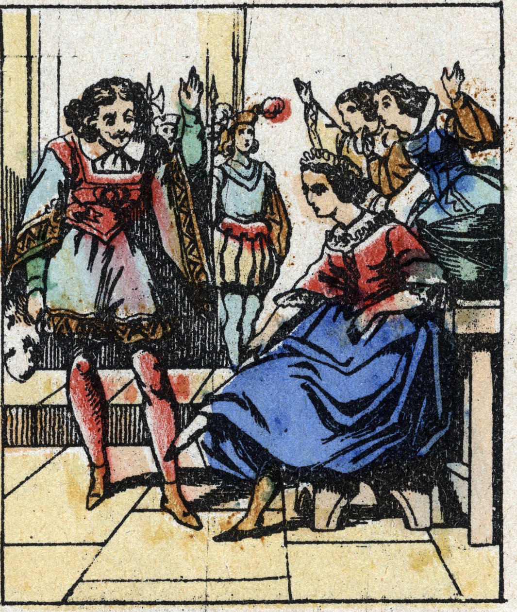 Ilustração do conto de Charles Perrault "Cinderela ou O Pequeno Chinelo de Vidro". Gravura em madeira de Imaging Pellerin - Epinal, sd. Final do século XIX. de French School