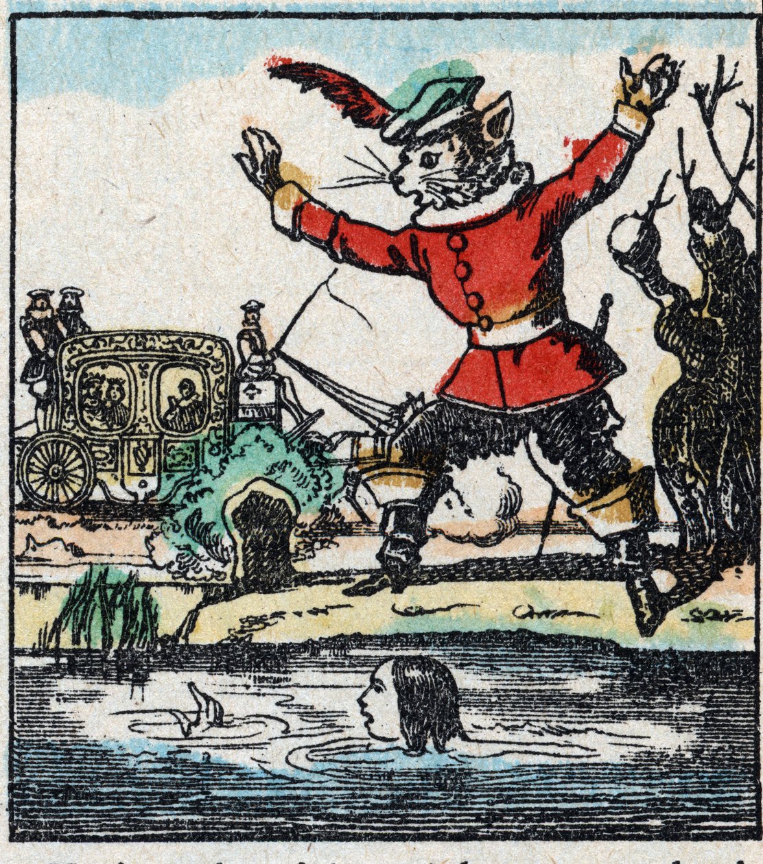 Ilustração do conto de Charles Perrault "The Cat Botte". Gravura em madeira de Imaging Pellerin - Epinal, sd. Final do século XIX. de French School