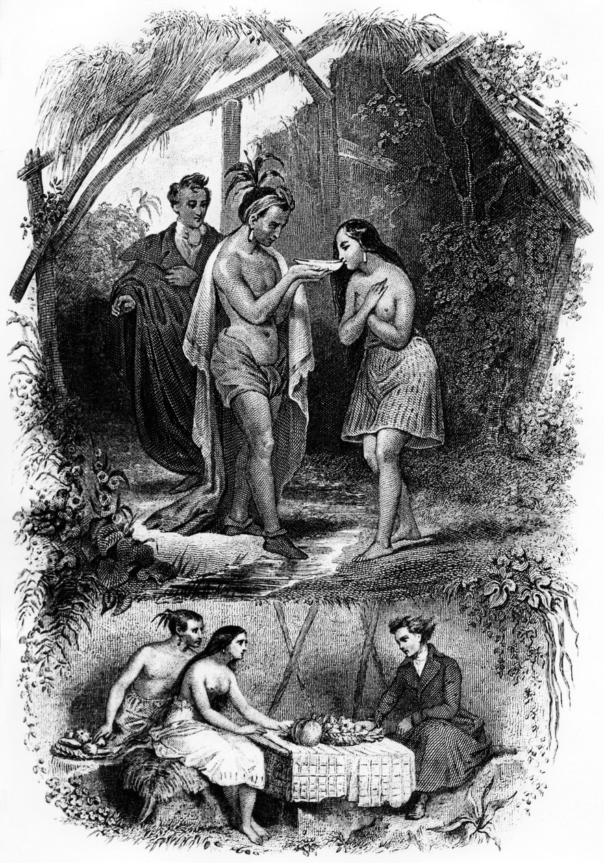 Ilustração do romance "Les Natchez" de François Rene de Chateaubriand de French School