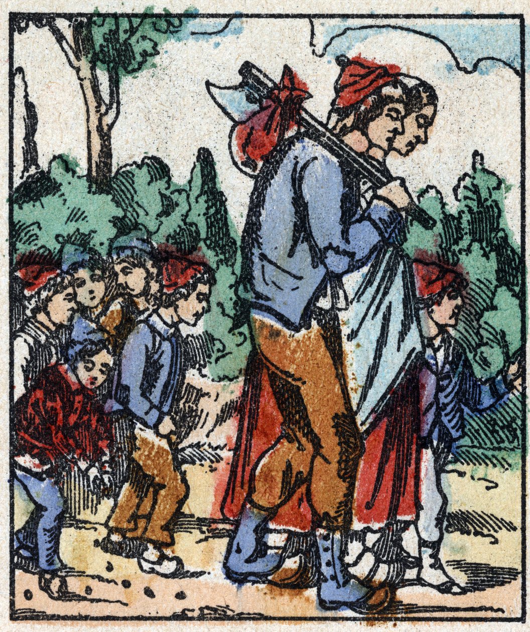 Ilustração do conto "Le petit poucet", de Charles Perrault. Gravura em madeira de Imaging Pellerin - Epinal, sd. Final do século XIX (gravura) de French School