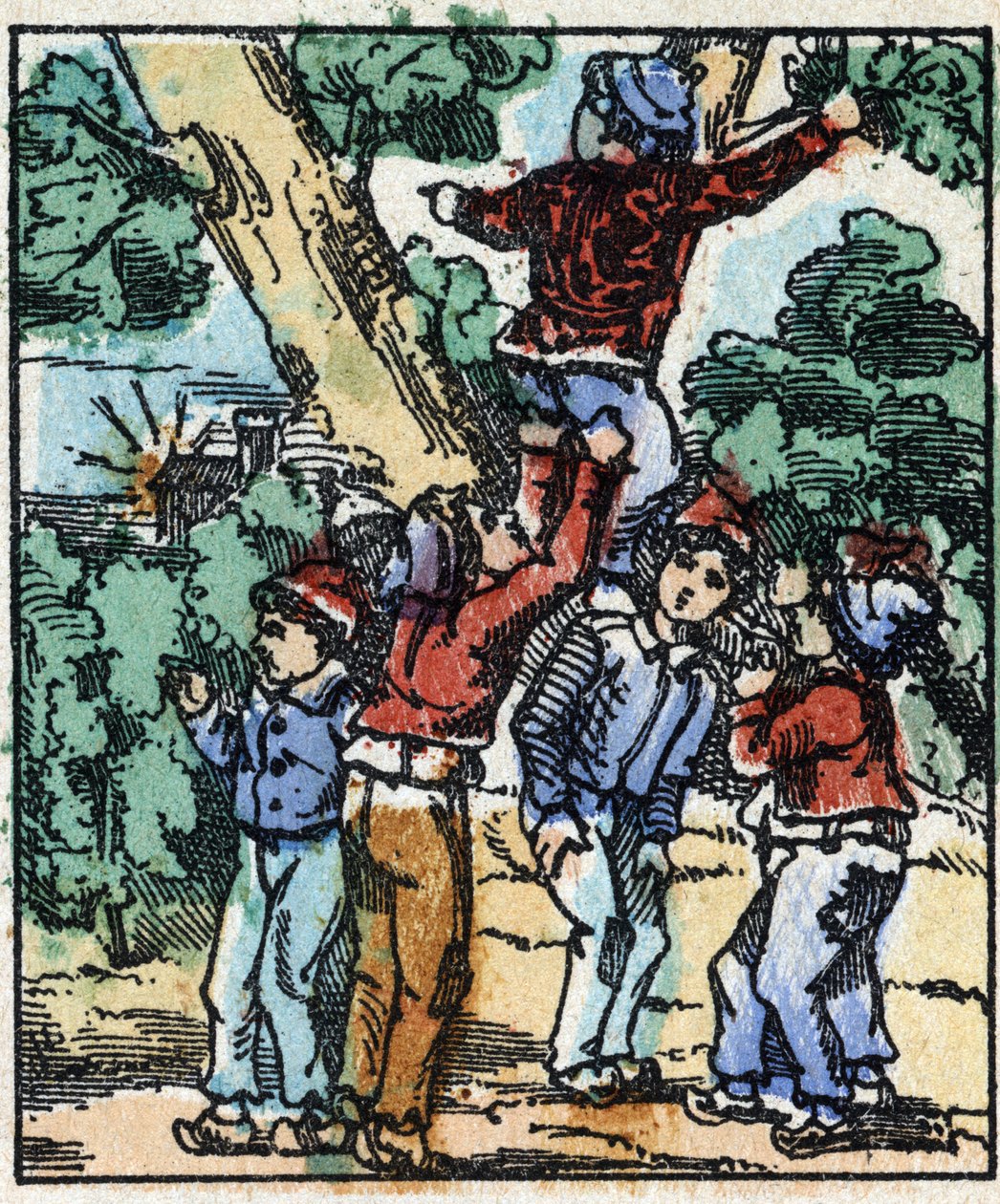 Ilustração do conto "Le petit poucet", de Charles Perrault. Gravura em madeira de Imaging Pellerin - Epinal, sd. Final do século XIX. de French School