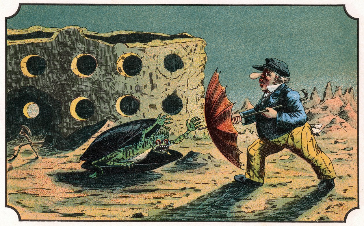 Ilustração do livro "Voyage dans la lune avant 1900" de A. de Ville-d