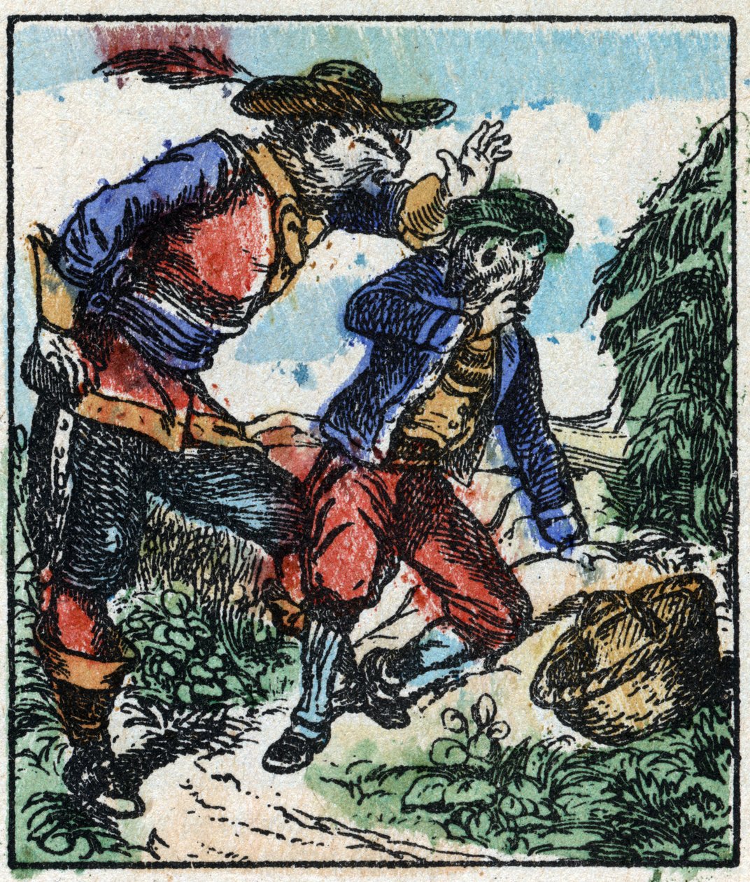 Ilustração do conto "Raminagrobis e os ratos" Gravura em madeira de Imaging Pellerin - Epinal, sd. Final do século XIX. de French School