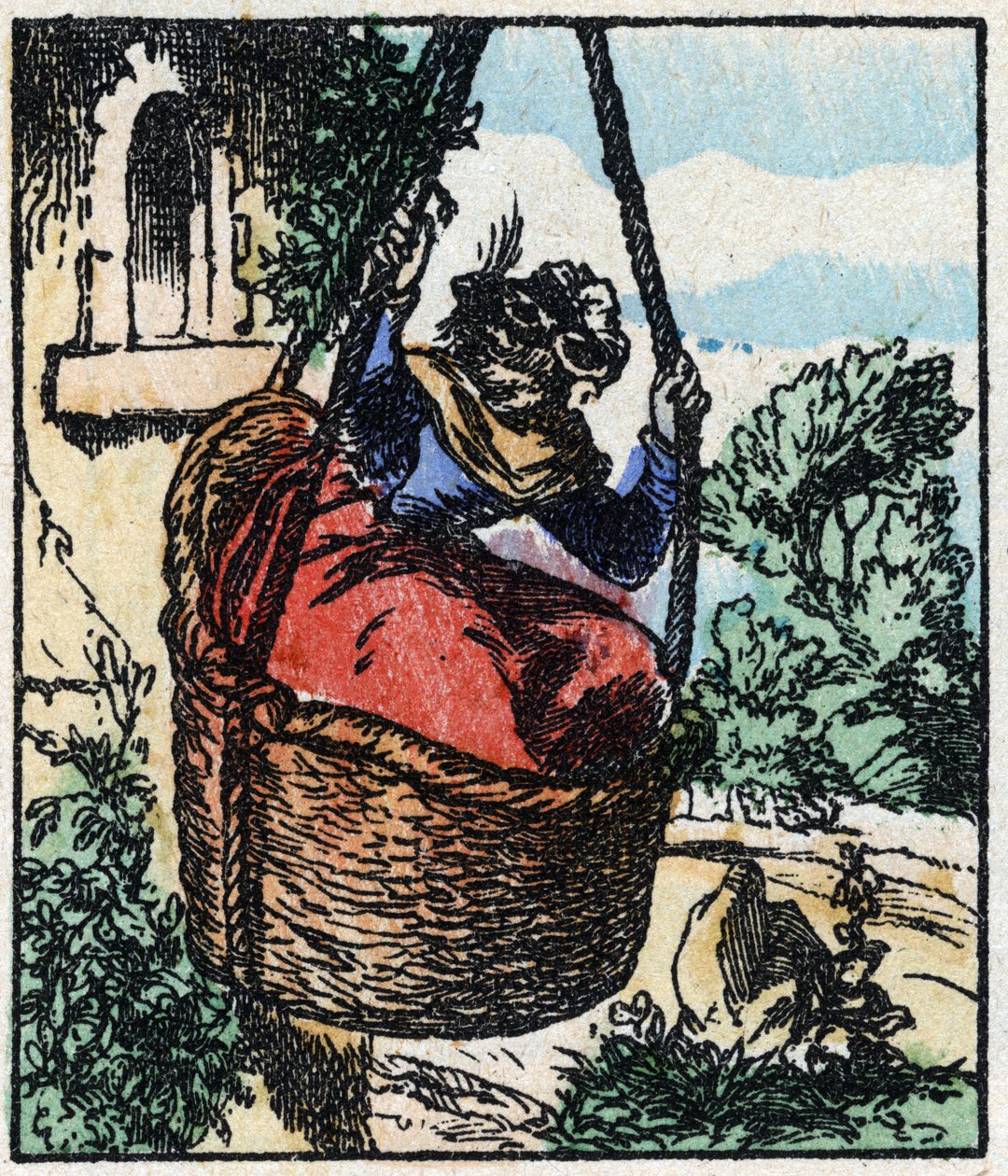 Ilustração do conto "Raminagrobis e os ratos" Gravura em madeira de Imaging Pellerin - Epinal, sd. Final do século XIX. de French School