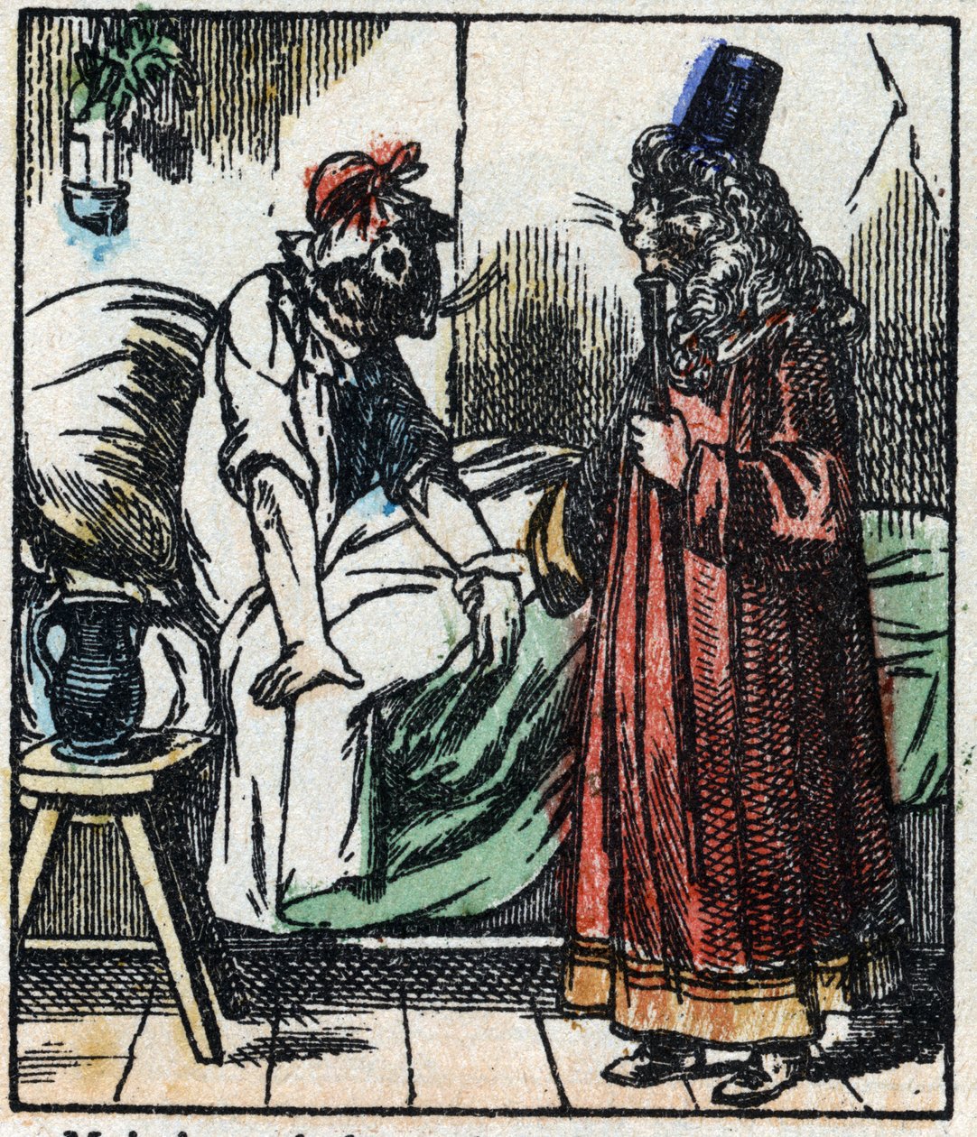Ilustração do conto "Raminagrobis e os ratos" Gravura em madeira de Imaging Pellerin - Epinal, sd. Final do século XIX. de French School