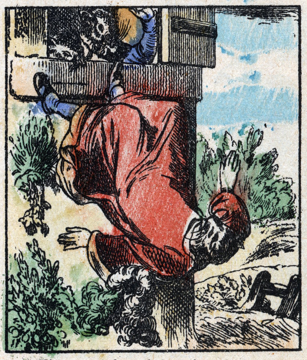 Ilustração do conto "Raminagrobis e os ratos" Gravura em madeira de Imaging Pellerin - Epinal, sd. Final do século XIX. de French School
