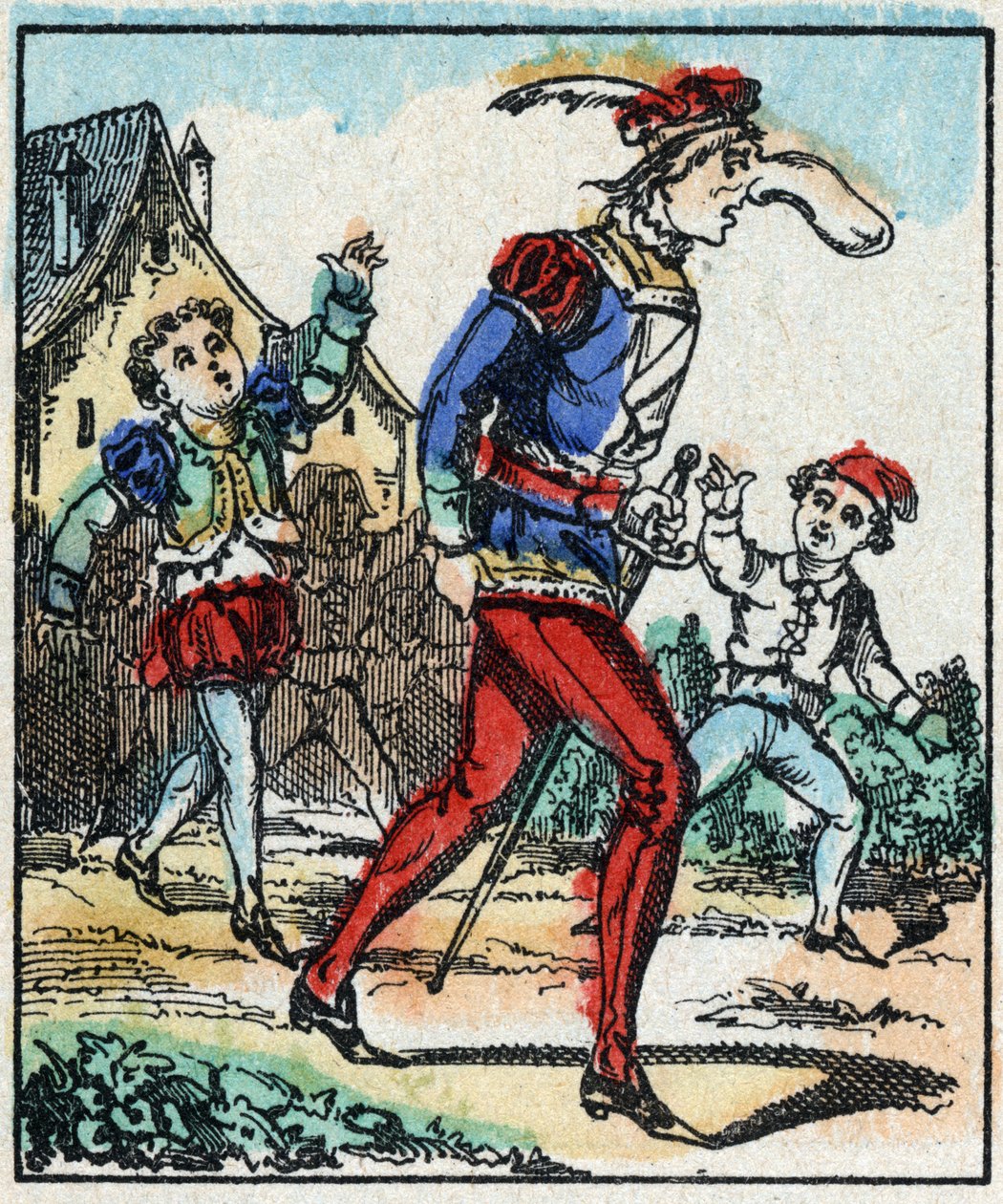 Ilustração do conto "As Aventuras do Grand Flandrin" Gravura em madeira de Imaging Pellerin - Epinal, sd. Final do século XIX. de French School