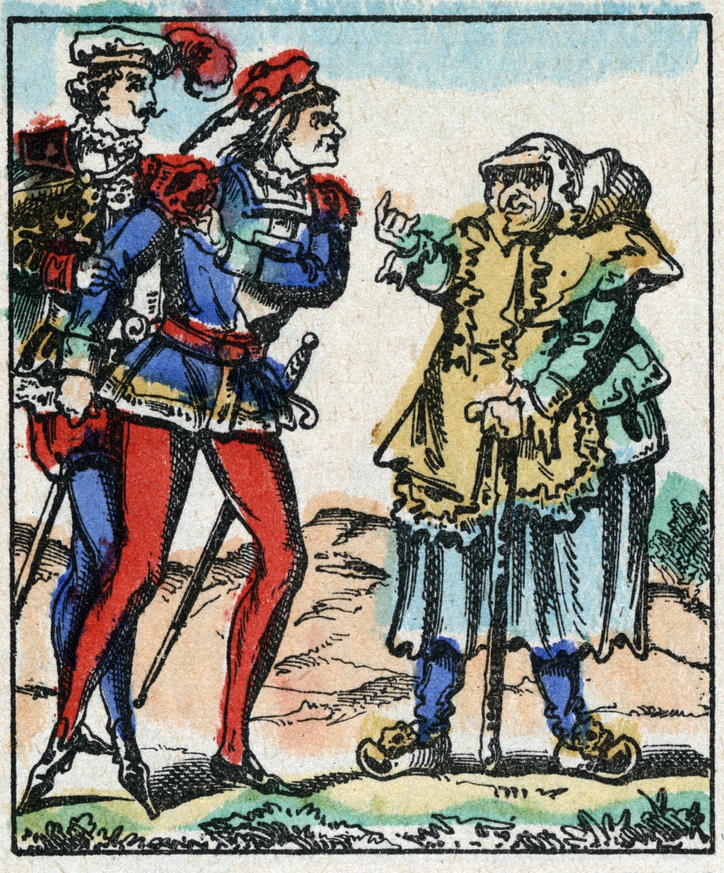 Ilustração do conto "As Aventuras do Grand Flandrin" Gravura em madeira de Imaging Pellerin - Epinal, sd. Final do século XIX. de French School