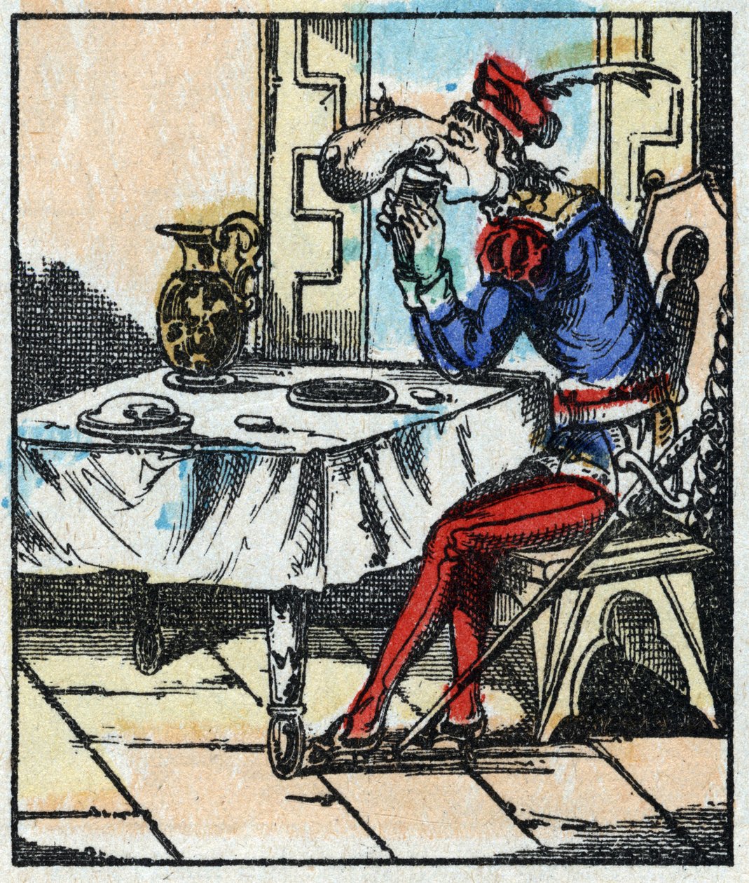 Ilustração do conto "As Aventuras do Grand Flandrin" Gravura em madeira de Imaging Pellerin - Epinal, sd. Final do século XIX. de French School