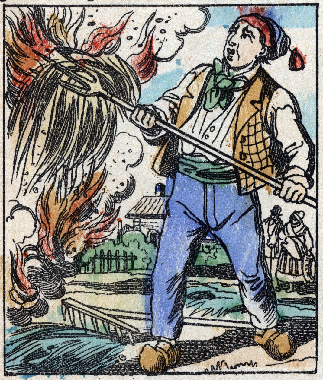 Ilustração do conto "O garfo do diabo" Gravura em madeira de Imaging Pellerin - Epinal, sd. Final do século XIX. de French School