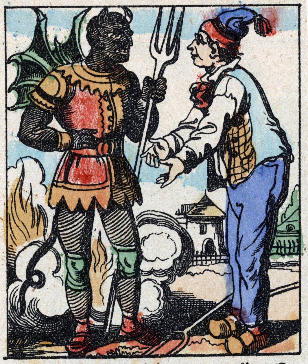 Ilustração do conto "O garfo do diabo" Gravura em madeira de Imaging Pellerin - Epinal, sd. Final do século XIX. de French School