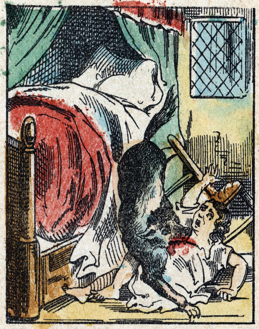 Ilustração do conto "O Capuchinho Vermelho", de Charles Perrault. Gravura em madeira de Imaging Pellerin - Epinal, sd. Final do século XIX. de French School