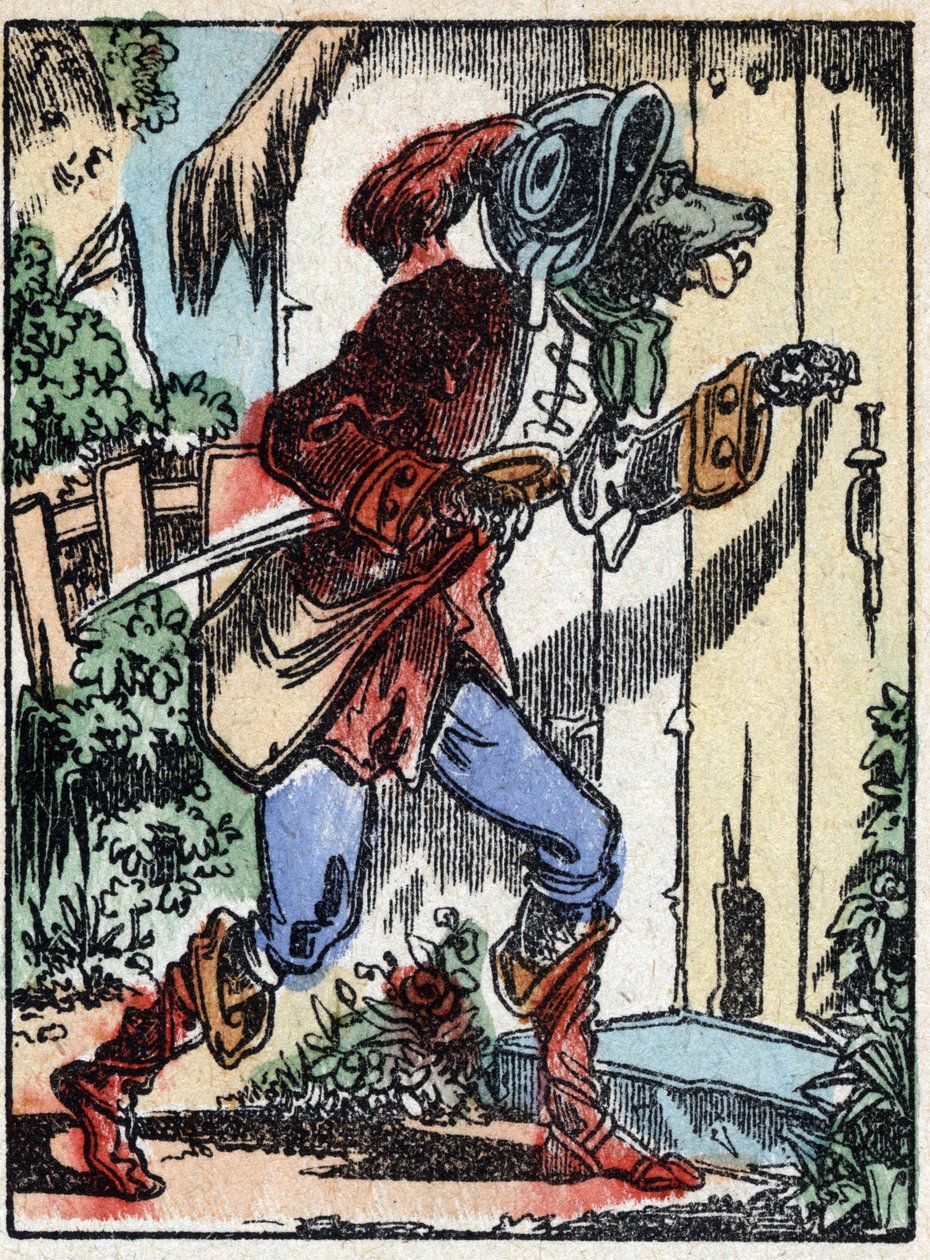Ilustração do conto "O lobo, o bode e os sete biquetes" Gravura em madeira de Imaging Pellerin - Epinal, sd. Final do século XIX. de French School