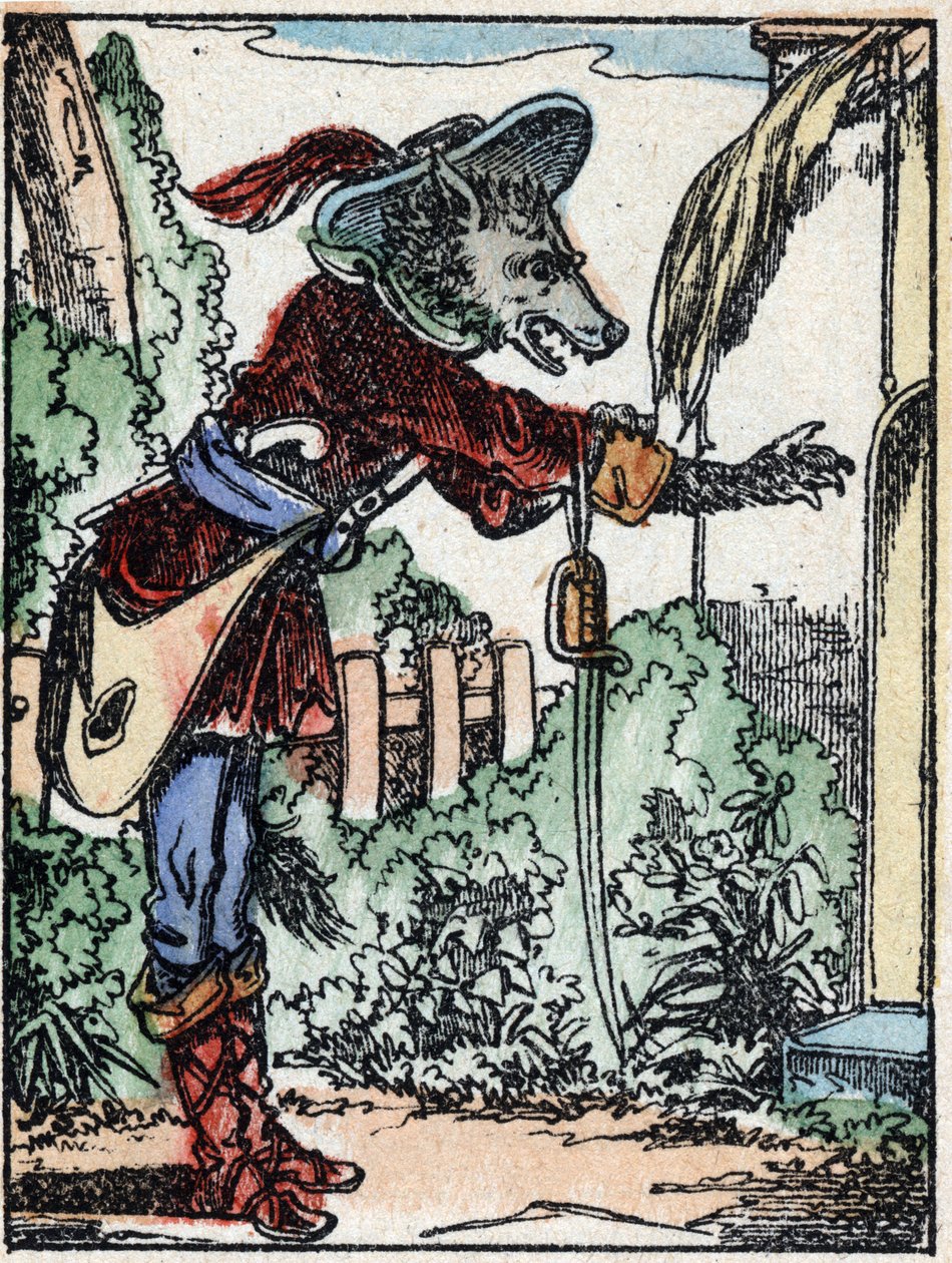 Ilustração do conto "O lobo, o bode e os sete biquetes" Gravura em madeira de Imaging Pellerin - Epinal, sd. Final do século XIX. de French School
