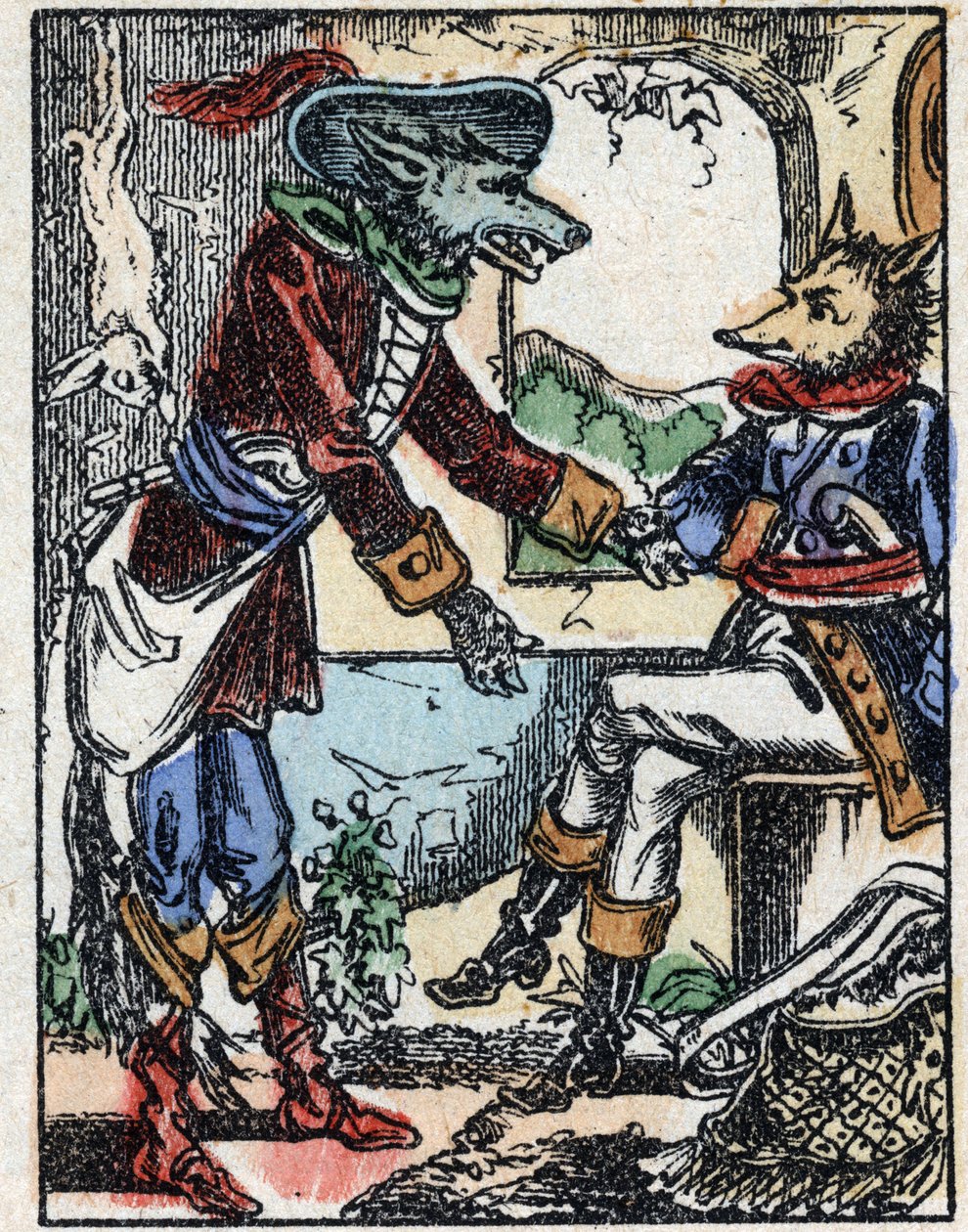 Ilustração do conto "O lobo, o bode e os sete biquetes" Gravura em madeira de Imaging Pellerin - Epinal, sd. Final do século XIX. de French School