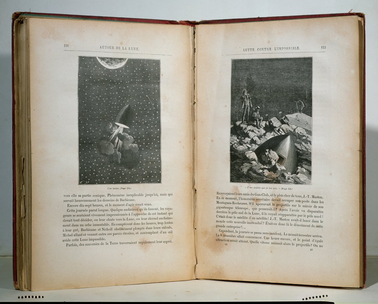 Ilustrações de Volta da Lua por Jules Verne (1828-1905) de French School
