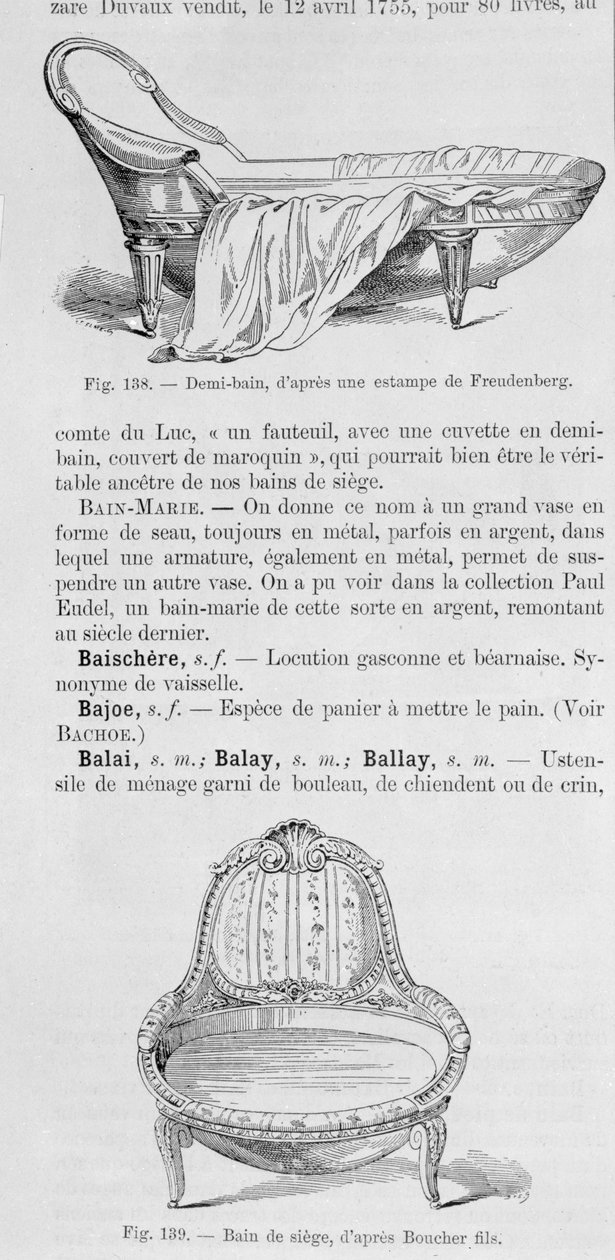 Ilustrações de um demi-bain e um banho-de-cerco, do século XVIII de French School