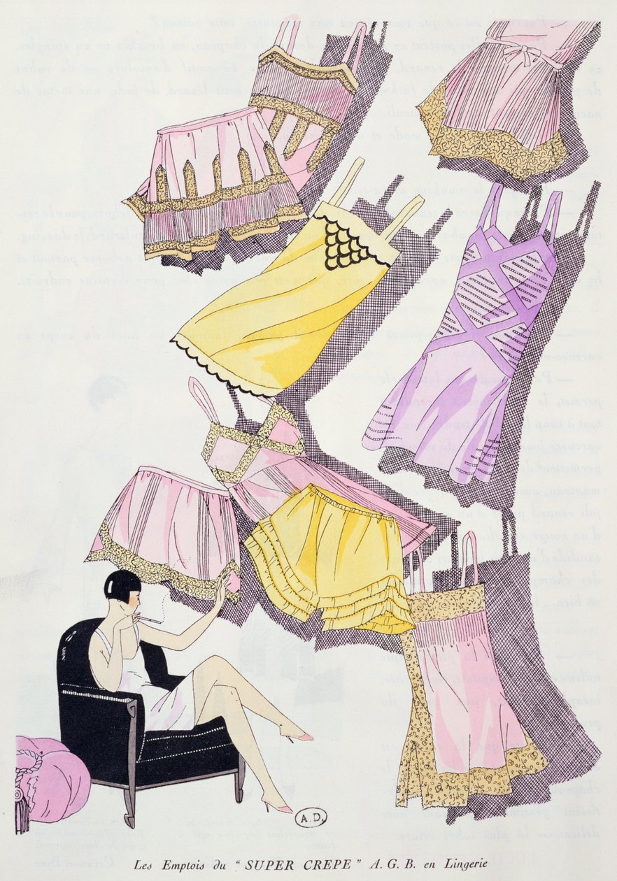 Ilustrações de lingerie da revista de moda Art, Gout, Beaute, julho de 1926 de French School