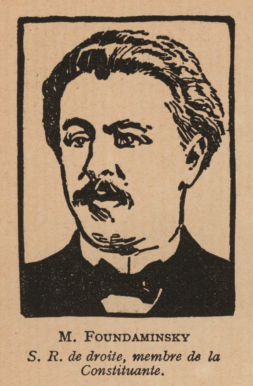 Ilya Fondaminsky, escritor e político russo do Partido Socialista Revolucionário (litografia) de French School