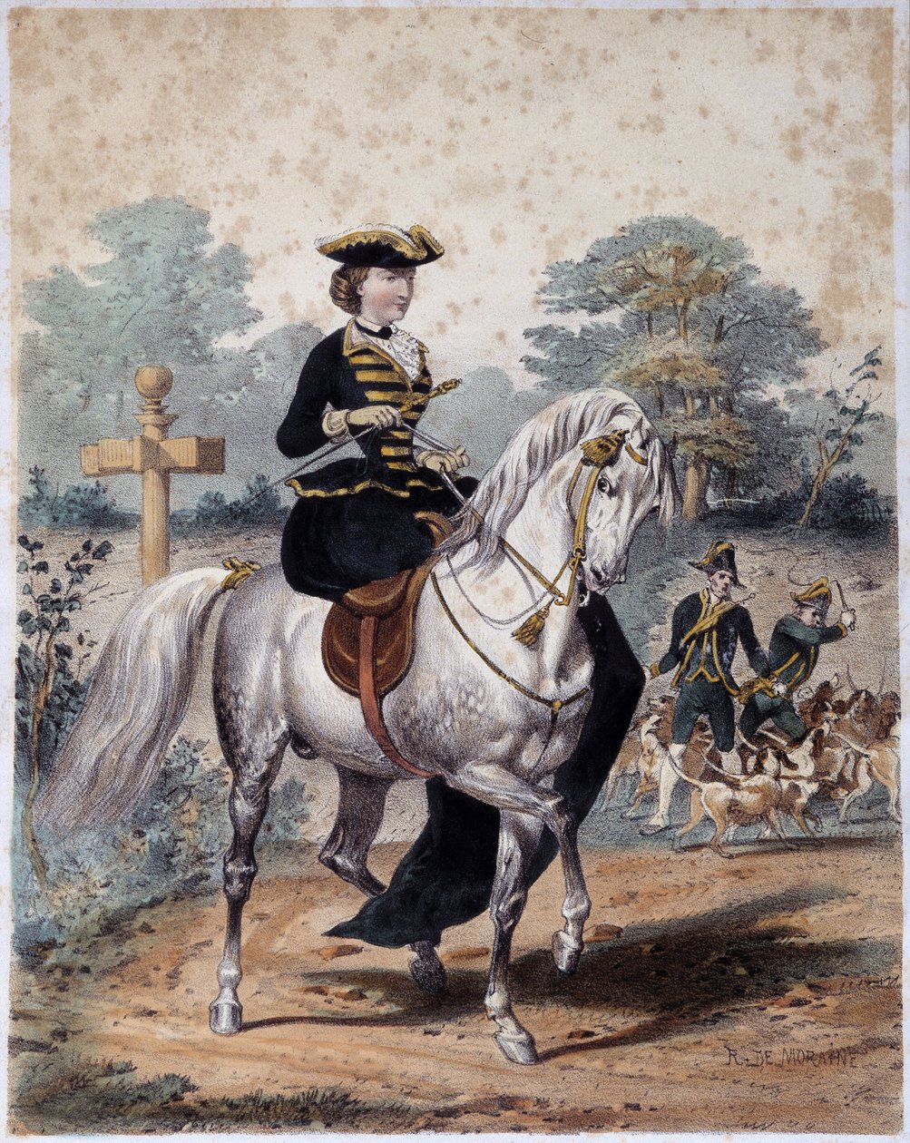 Imperatriz Eugenia em traje de caça. Gravura anónima, sd. v. 1860 de French School