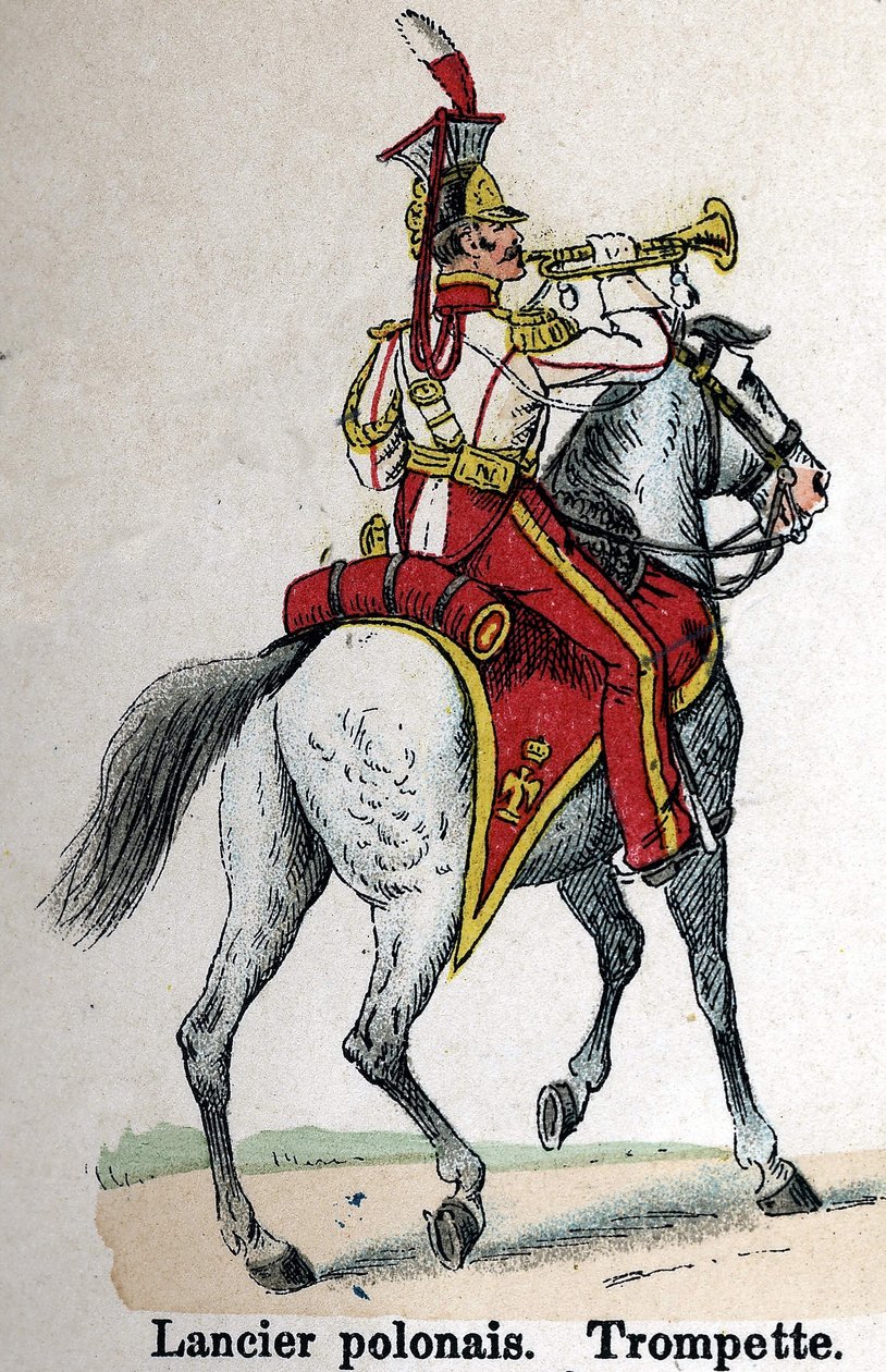 Guarda Imperial Napoleão I: Lanceiro Polaco - Trompeta. Placa do livro Les Uniforms de l