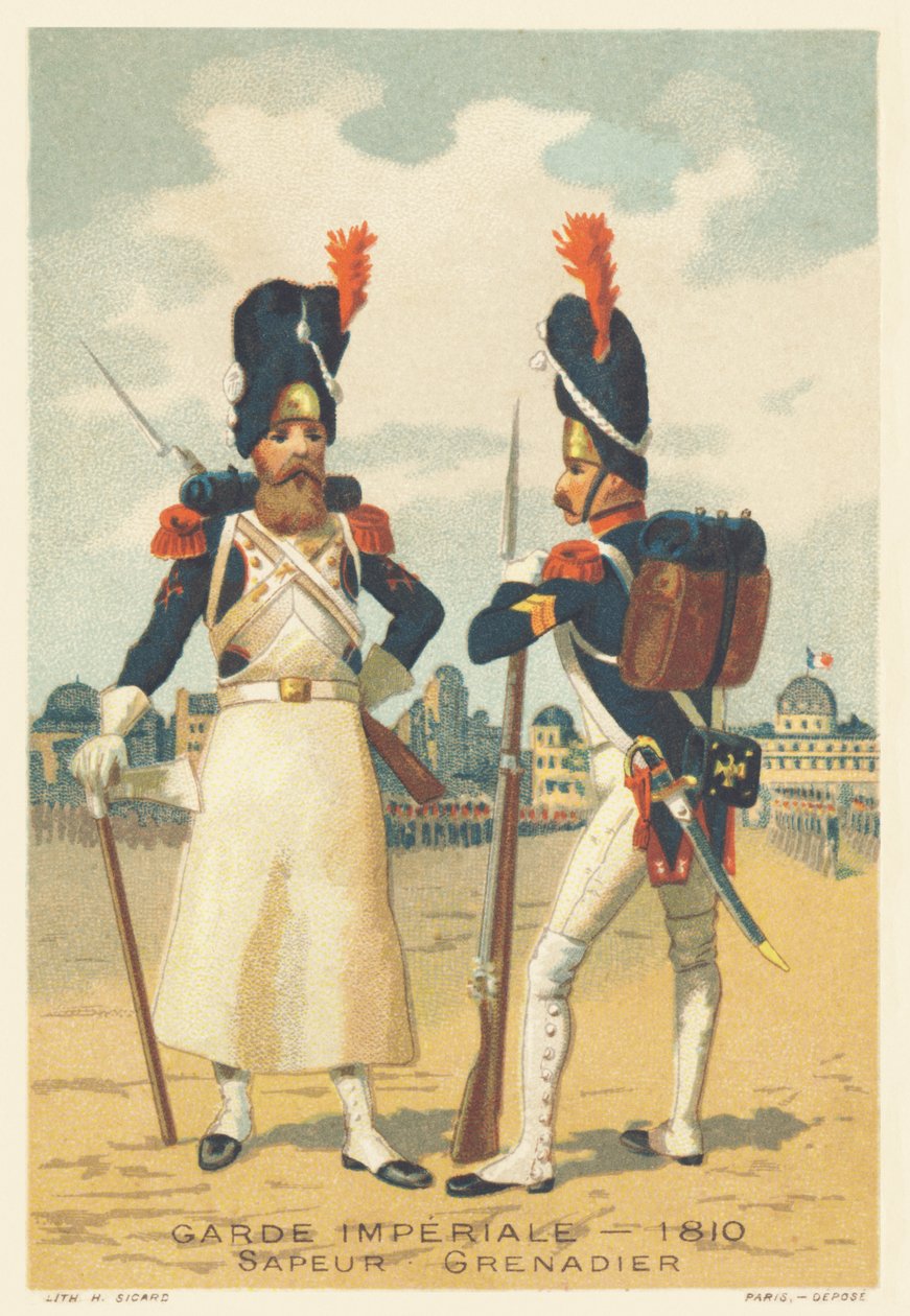 Guarda Imperial, Sapeur e Granadeiro em 1810 de French School