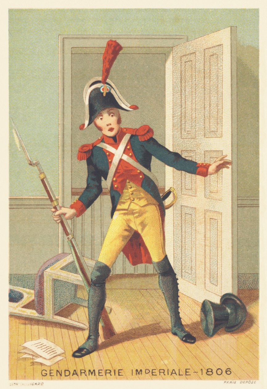 Gendarmerie Imperiale em 1806 (Gendarmerie d&39;elite criada em 1801 por Napoleão I e dissolvida em 1815) de French School