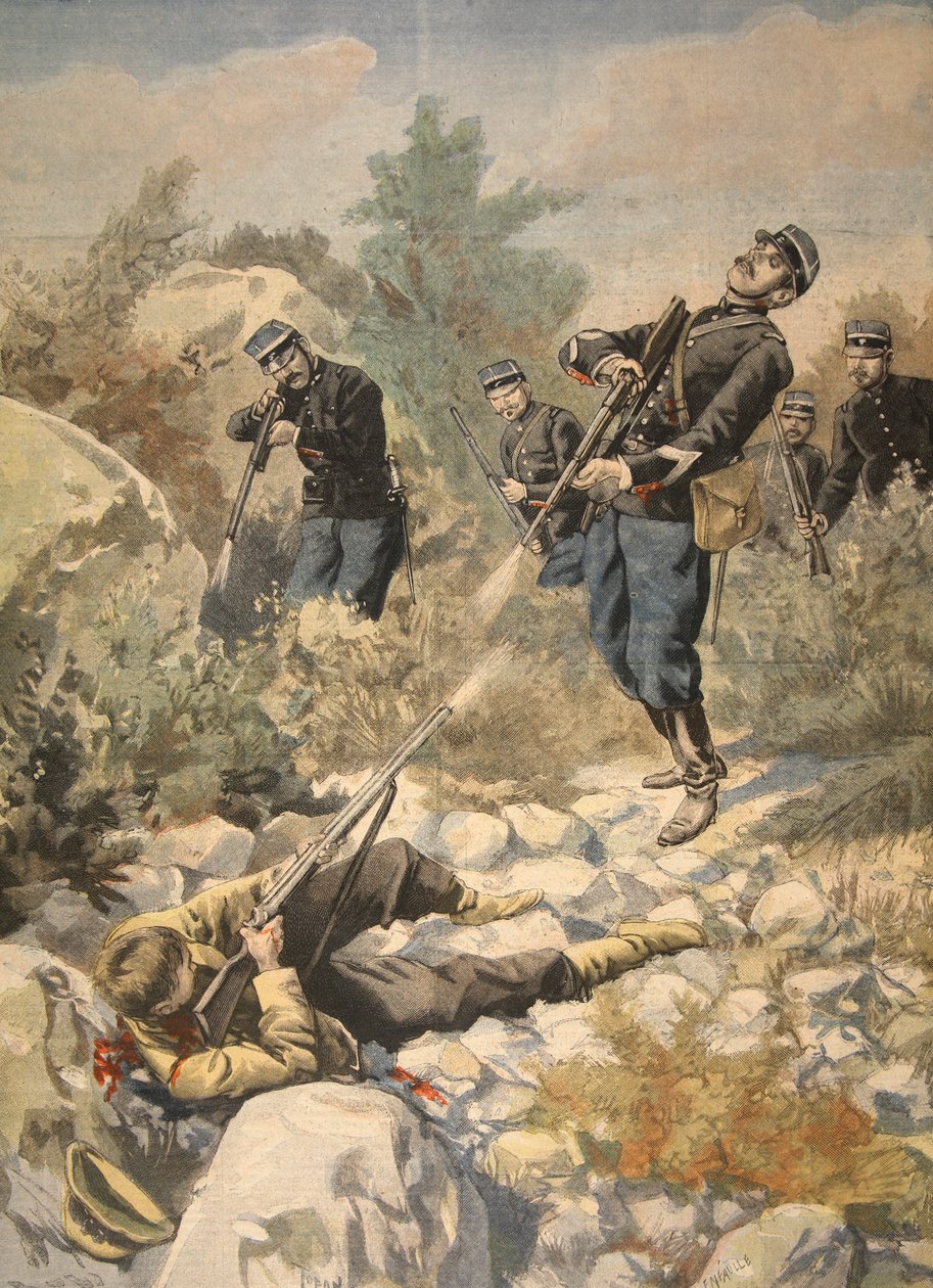 Na Córsega: polícia e gângster, ilustração do Le Petit Journal: Supplement illustre, 1898 de French School