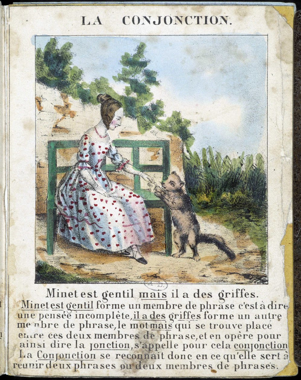 Em "La grammaire en images", álbum de folhetos, cerca de 1850. de French School