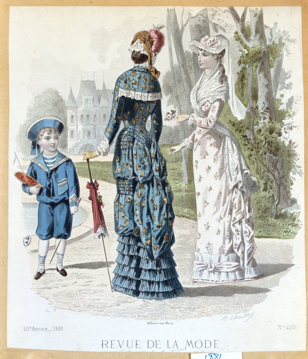 Em um parque, da Revue de la Mode, 1881 de French School