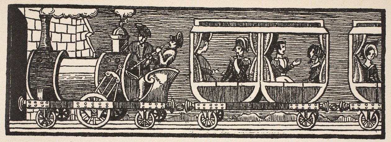 Inauguração da ferrovia entre Paris e Orleans, 3 de maio de 1843, cópia de Boris Mestchersky (d.1957) ilustração da Histoire de la Nation Française, Sciences, Volumes I e II, por Gabriel Hanotaux de French School